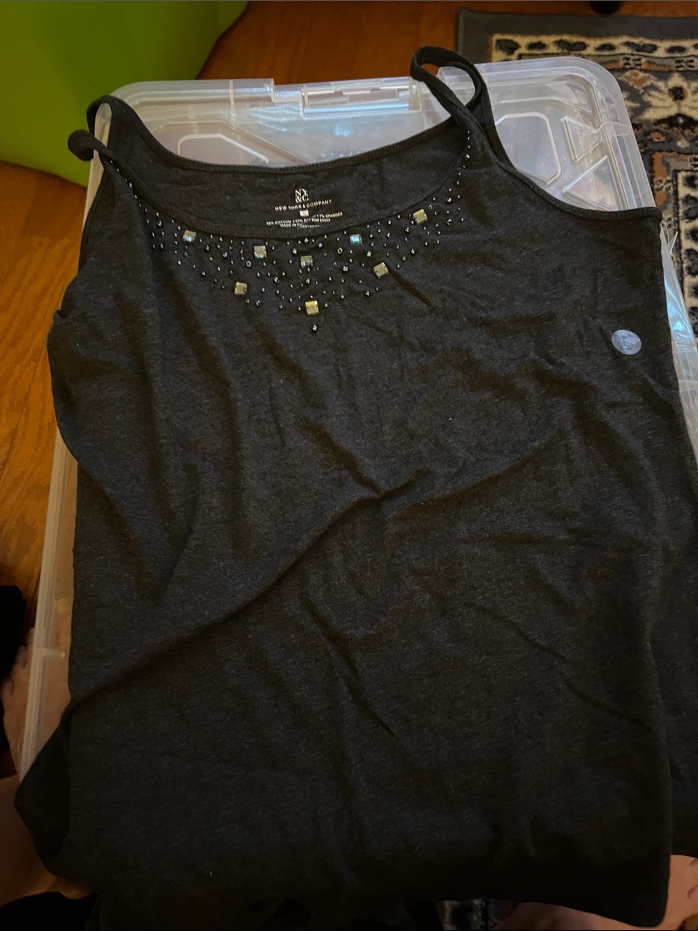 Beaded Black Camisole with Adjustable Straps